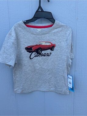 Kids' Gray Camaro Graphic Tee with Red Embellished Car